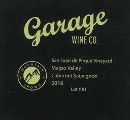Garage Wine Co. San Juan de Pirque Vineyard Lot 81 Cabernet Sauvignon