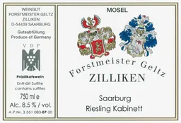 Zilliken Forstmeister Geltz Saarburg Riesling Kabinett
