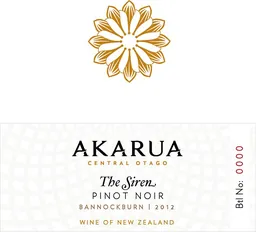 Akarua Winery The Siren Pinot Noir