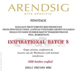 Arendsig Inspirational Batch 8 Pinotage