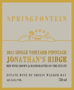 Springfontein Wine Estate Single Vineyard Jonathan's Ridge Pinotage
