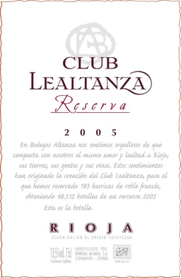 Club Lealtanza Rioja Reserva