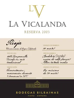 La Vicalanda Rioja Tempranillo Reserva