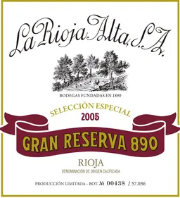 La Rioja Alta Gran Reserva 890 Tinto