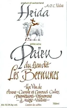 Cave Caloz Heida Paiev Du lievu Dit Syrah Les Bernunes