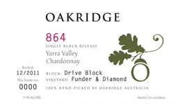 Oakridge Wines 864 Drive Block Funder Diamond Vineyard Chardonnay