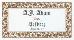 Weingut A.J. Adam Riesling Spatlese Dhron Hogberg
