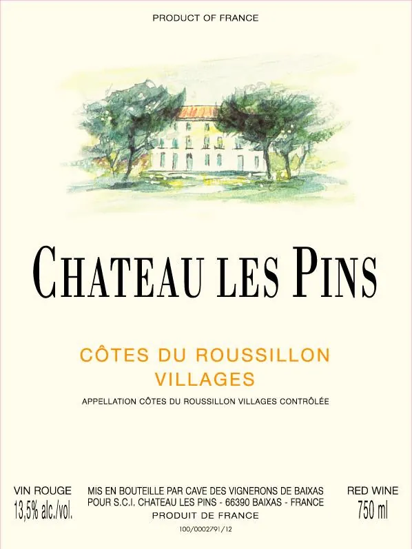 Cotes du Roussillon Villages Chateau Les Pins Bottle
