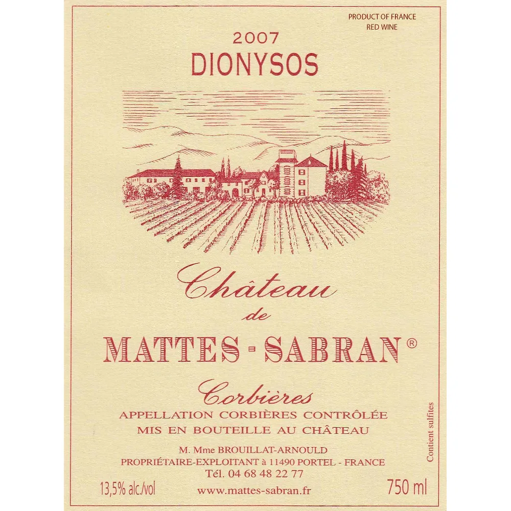 Corbieres Dionysos Bottle