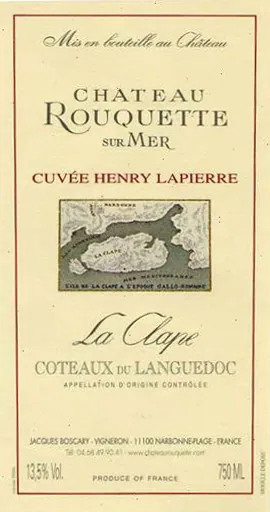 La Clape sur Mer Cuvee Henry Lapierre Bottle