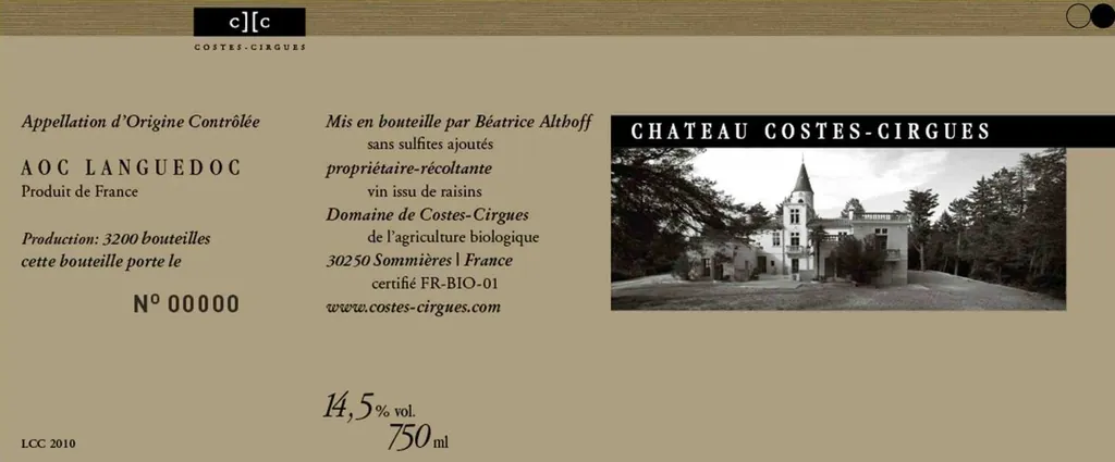 Chateau Costes-Cirgues Rouge Bottle