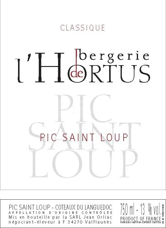 Bergerie Pic Saint Loup Cuvee Classique Bottle