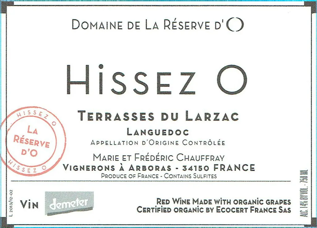 Terrasses du Larzac Hissez O Bottle