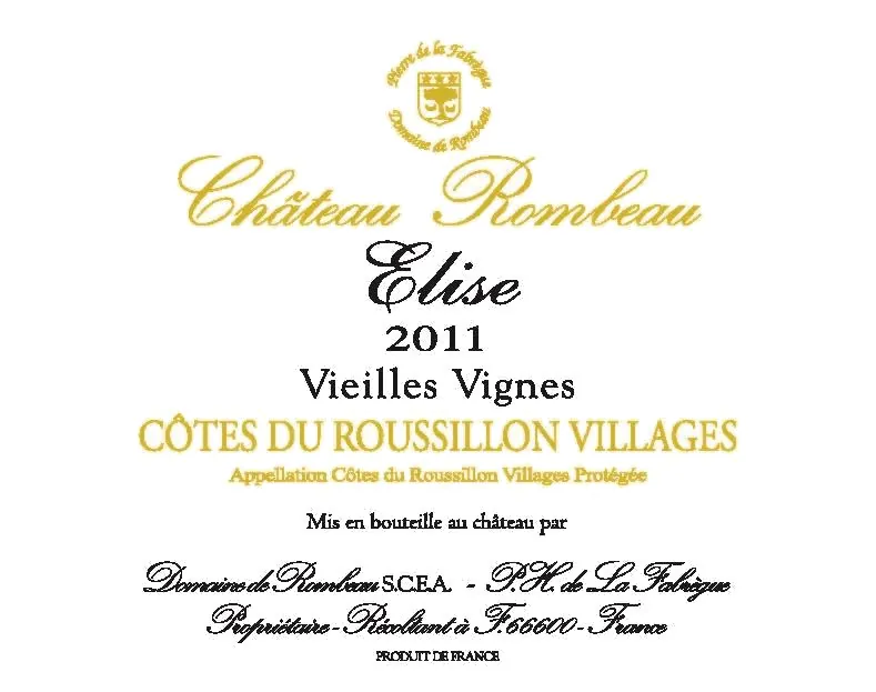 Cotes du Roussillon Villages Elise Vieilles Vignes Bottle