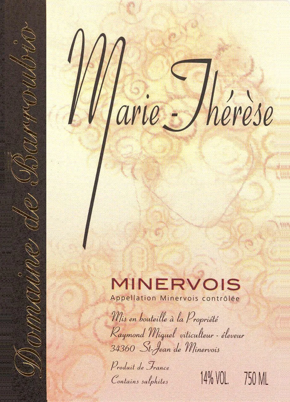 Minervois Cuvee Marie-Therese Bottle