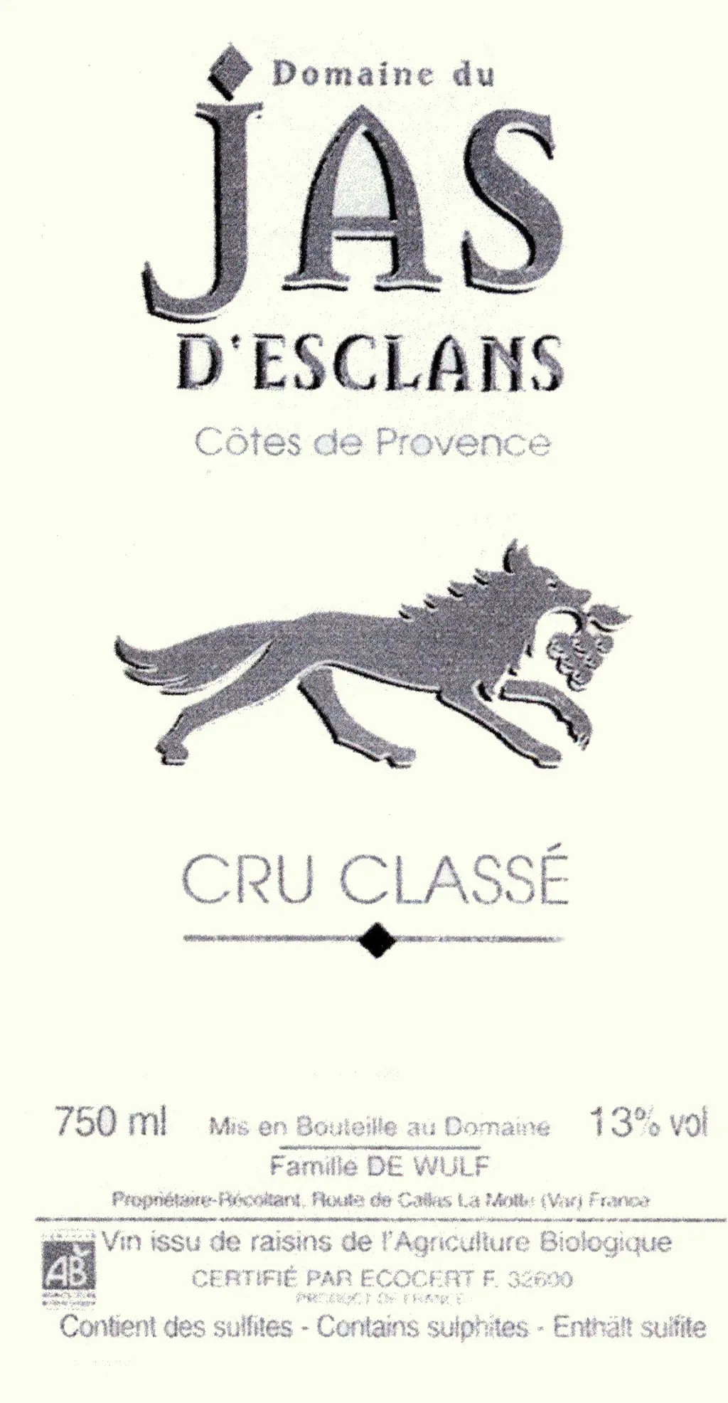 Cotes de Provence Cru Classe Rouge Bottle
