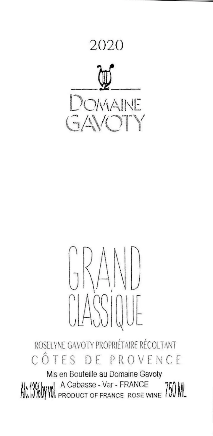 Grand Classique Cotes de Provence Rose Bottle