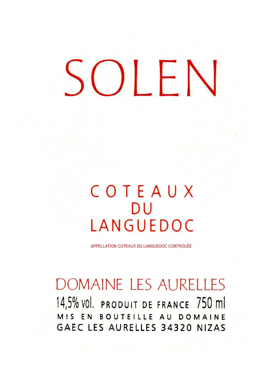 Coteaux du Languedoc Solen Bottle