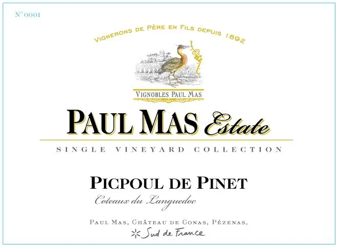 Picpoul de Pinet Paul Mas Estate Bottle