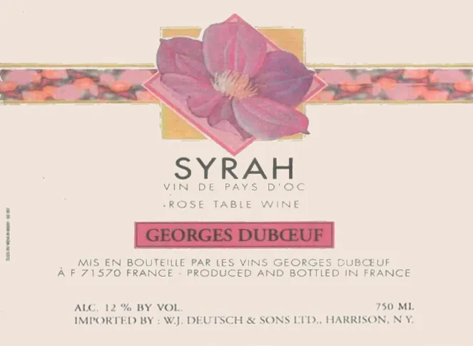 Rose Syrah Bottle