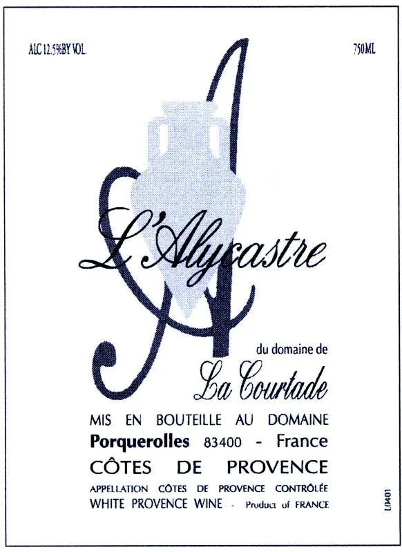 Cotes de Provence L'Alycastre Blanc Bottle
