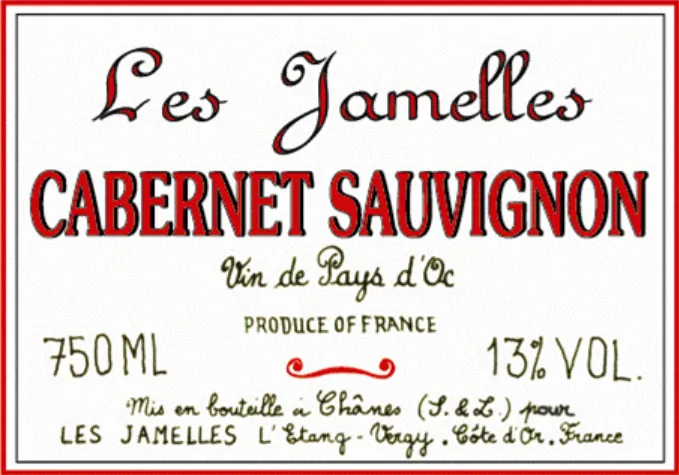 Cabernet Sauvignon Vins de Pays D'Oc Bottle