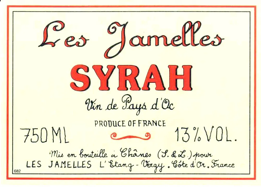 Syrah Vins de Pays D'Oc Bottle