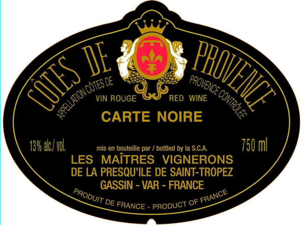 Cotes de Provence Carte Noire Rouge Bottle