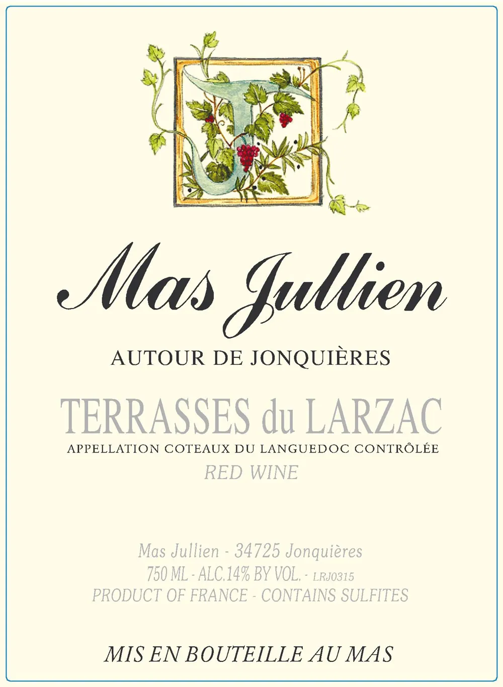 Terrasses du Larzac Autour de Jonquieres Bottle