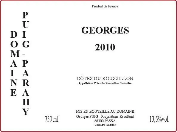 Cotes du Roussillon Georges Bottle