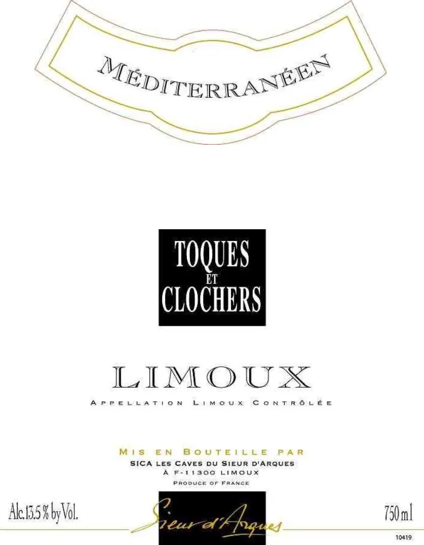 Limoux Mediterraneen Toques et Clochers Chardonnay Bottle