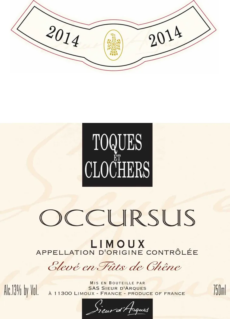 Limoux Sieur d'Arques Toques et Clochers Occursus Eleve en Fut de Chene Bottle