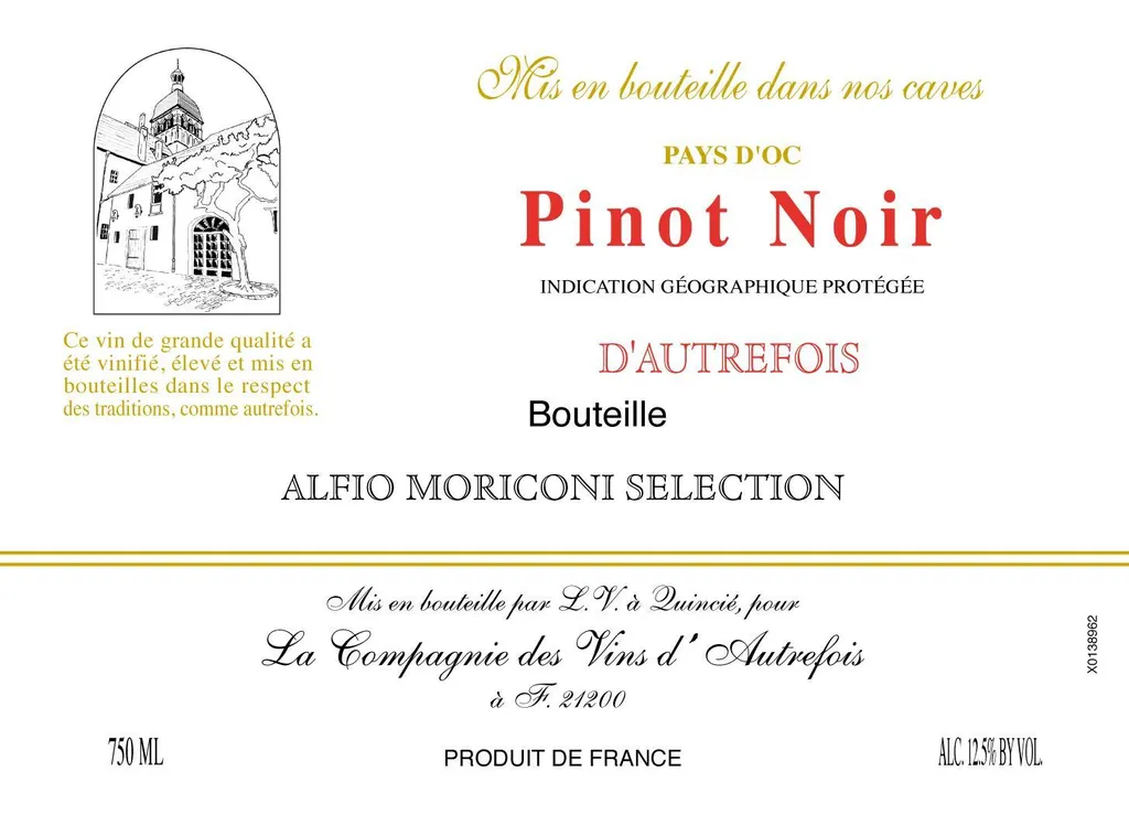 D'Autrefois Pinot Noir Bottle