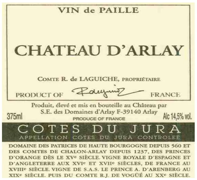 Cotes du Jura Vin de Paille Bottle
