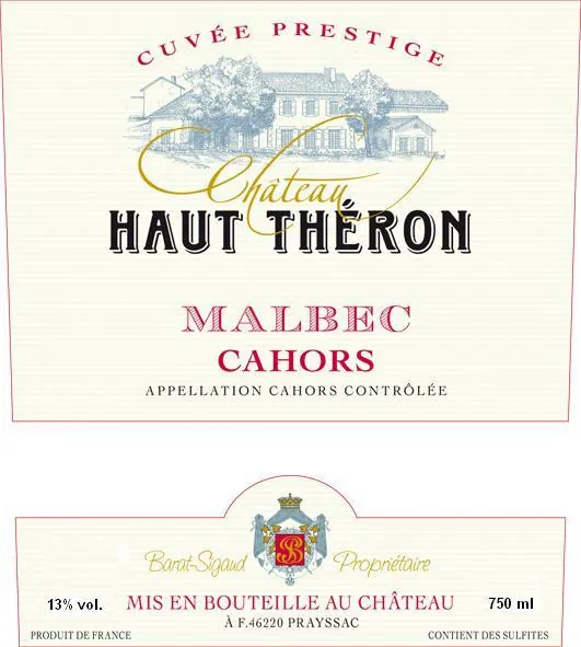 Cahors Cuvee Prestige Malbec Bottle