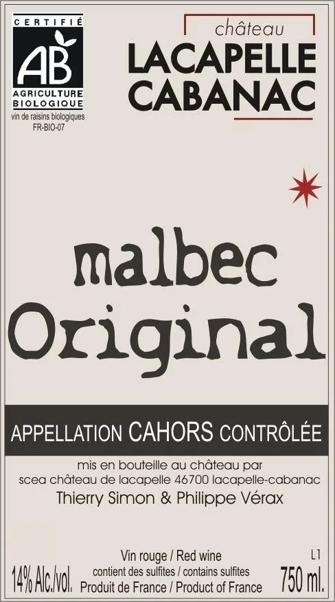 Cahors Original Malbec Bottle