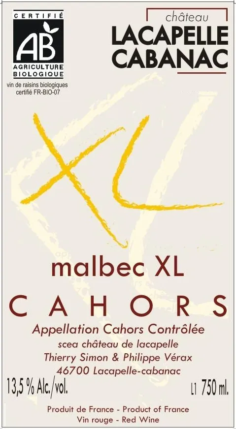 Cahors XL Malbec Bottle