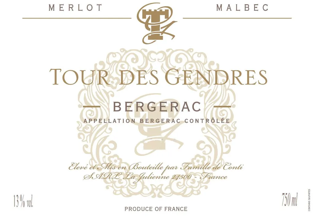 Tour des Gendres Bergerac Merlot Malbec Bottle