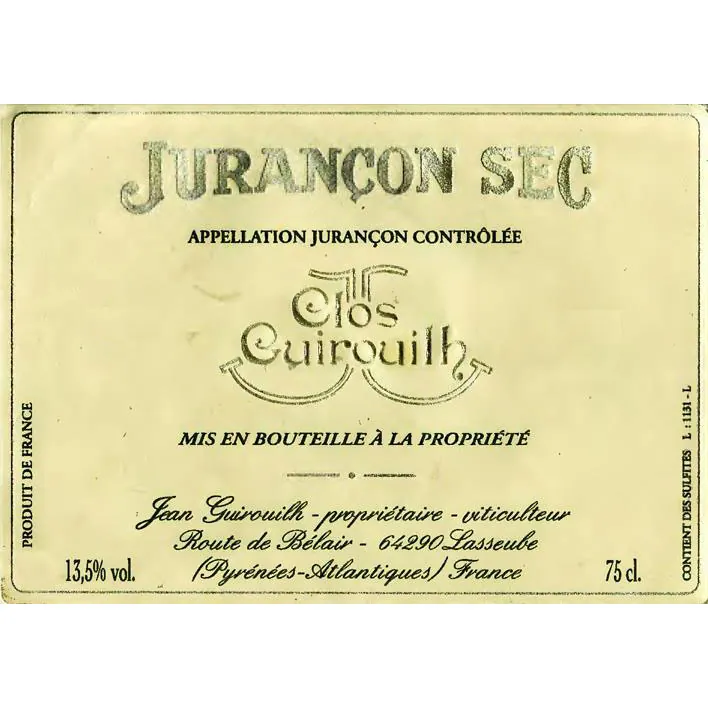 Jurancon Sec Bottle