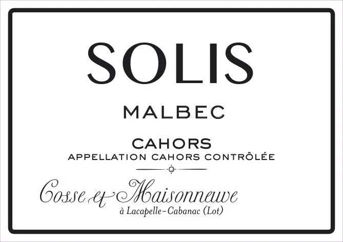 Cahors Solis Malbec Bottle