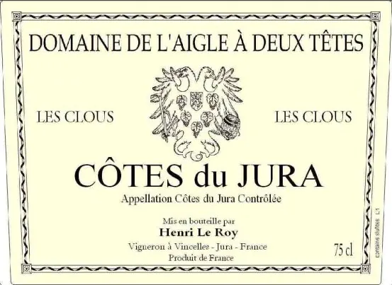Cotes du Jura Les Clous Blanc Bottle