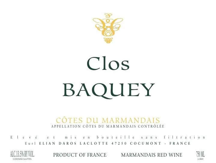 Clos Baquey Bottle