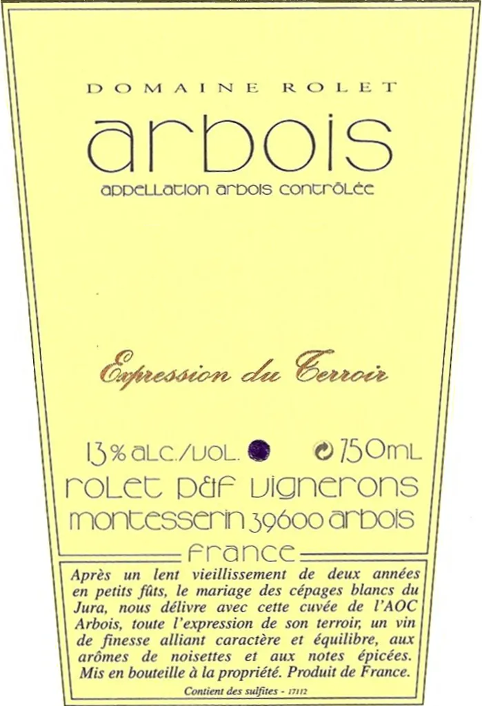 Arbois Expression du Terroir Blanc Bottle