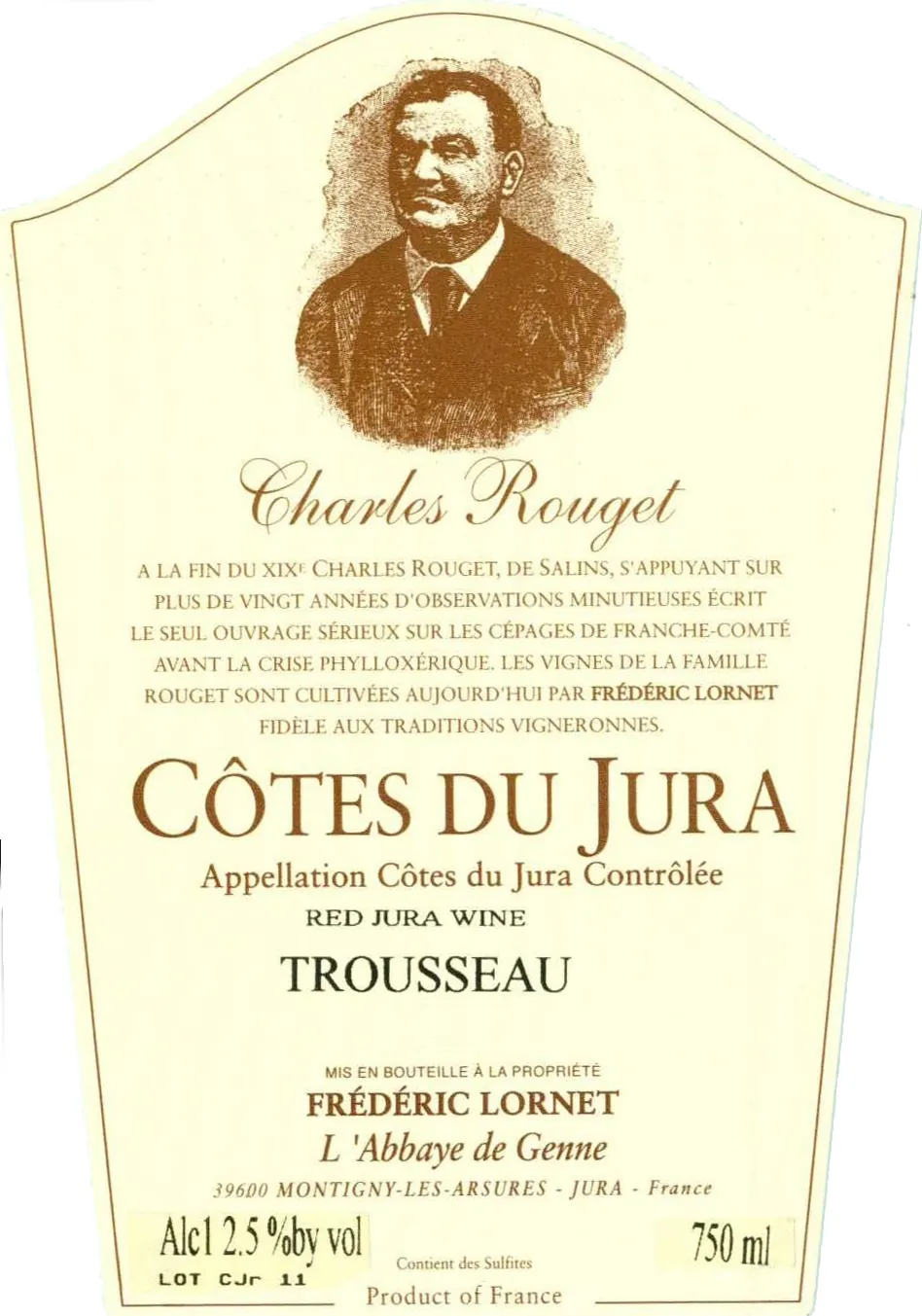 Charles Rouget Cotes du Jura Trousseau Bottle