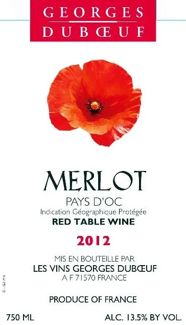 Duboeuf Merlot Bottle