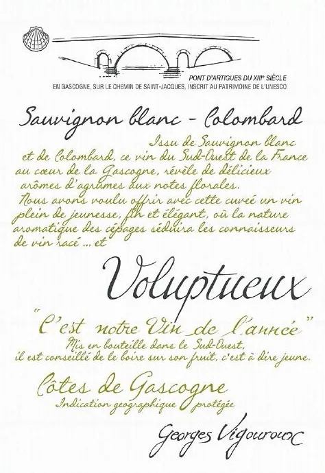 Voluptueux Sauvignon Blanc-Colombard Bottle