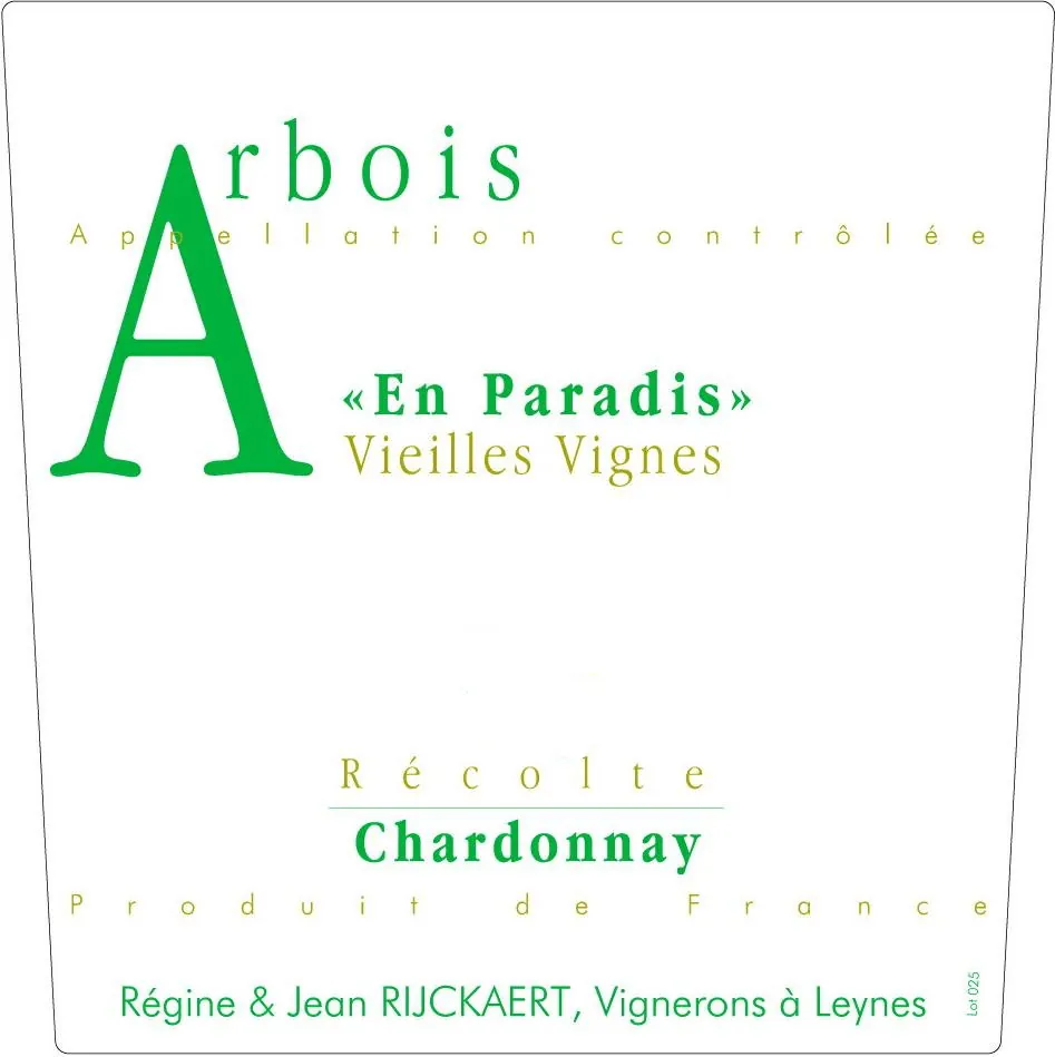Arbois En Paradis Vieilles Vignes Chardonnay Bottle