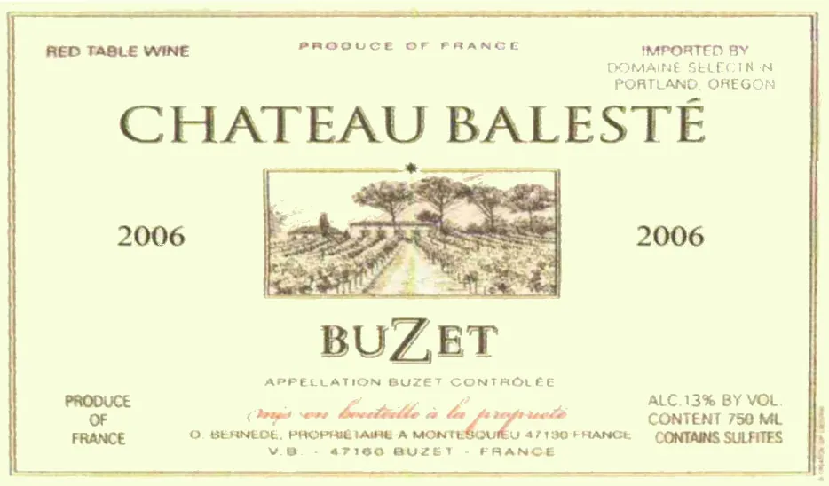 Chateau Baleste Bottle
