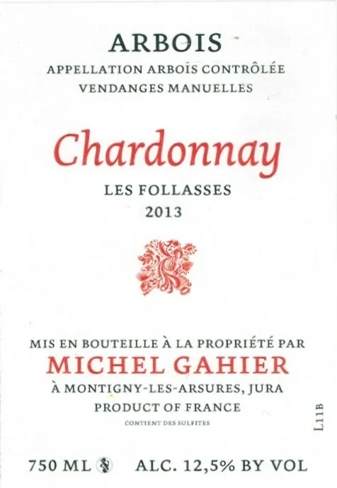 Arbois Les Follasses Chardonnay Bottle