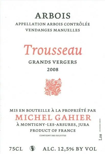 Arbois Trousseau Les Grands Vergers Bottle